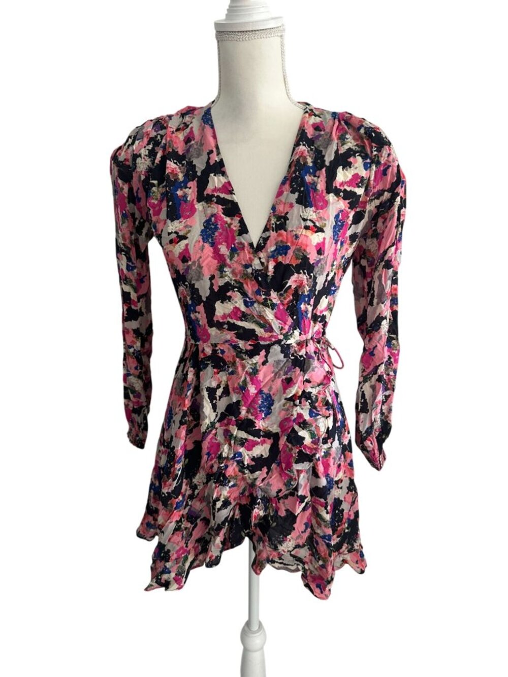 IRO Women's Pink Floral Wrap Dress Size 34 US XS - Picture 2 of 11